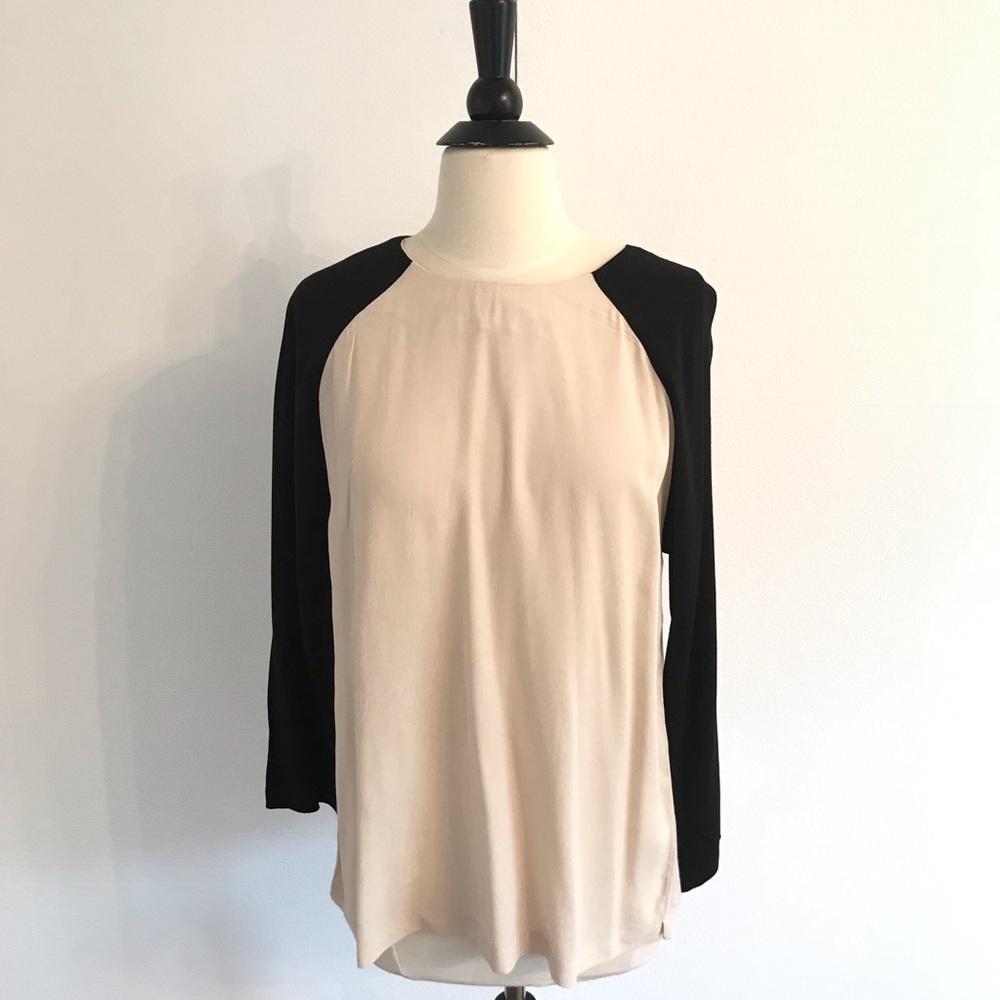 JCREW black/cream baseball top Size 6